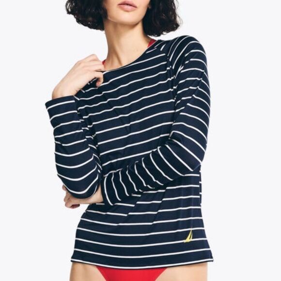 Nautica navy and white strip top - Picture 1 of 8